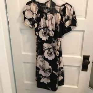 Black Floral off the Shoulder Dress